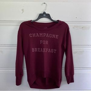 LOL Vintage Champagne For Breakfast light weight high low sweater.